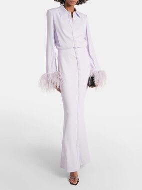 NWOT Roland Mouret Embellished Satin Crêpe Gown in Lavender, Size US 6